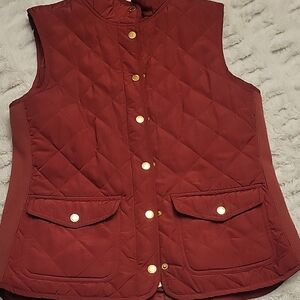 Adrienne Vitadini Quilted Burgundy Vest